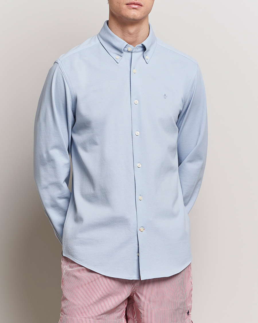 Herre |  | Morris | Eddie Slim Fit Pique Shirt Light Blue