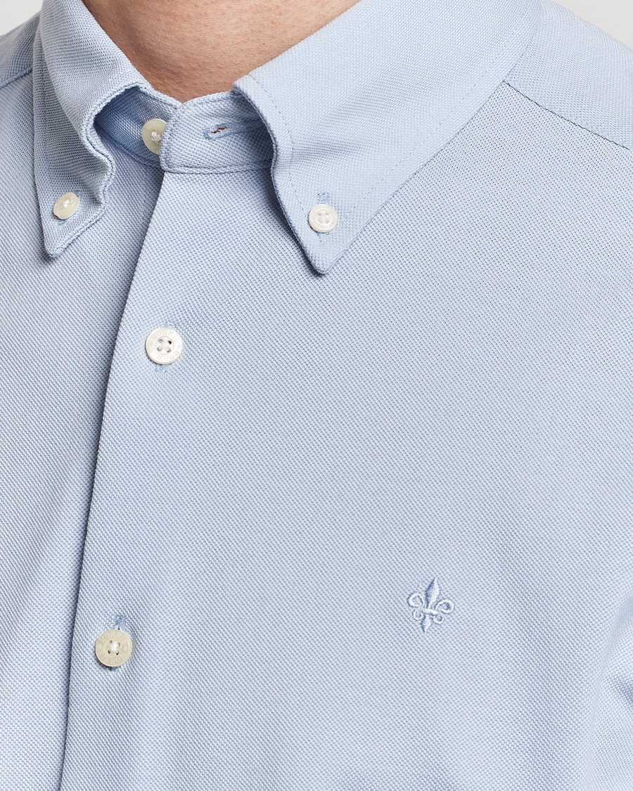 Herre | Skjorter | Morris | Eddie Slim Fit Pique Shirt Light Blue