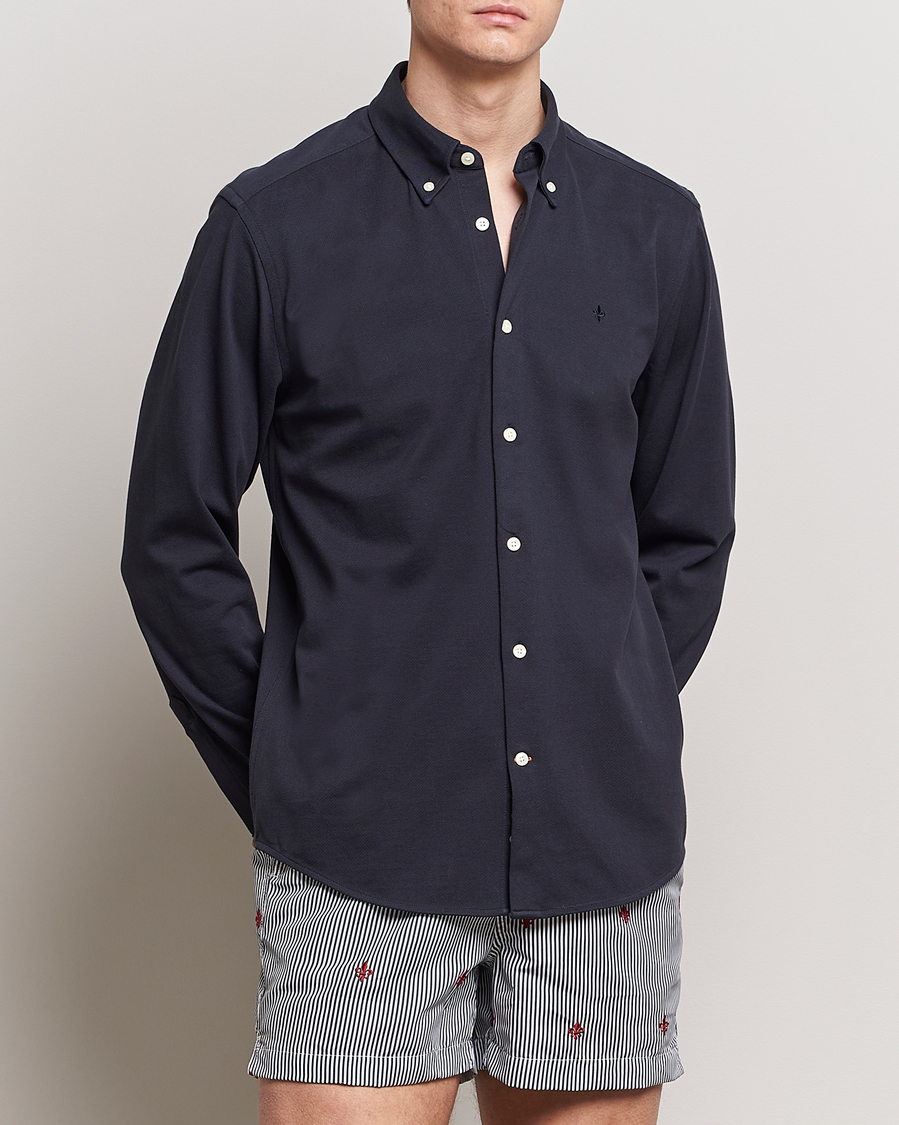 Herre | Preppy Authentic | Morris | Eddie Slim Fit Pique Shirt Old Blue