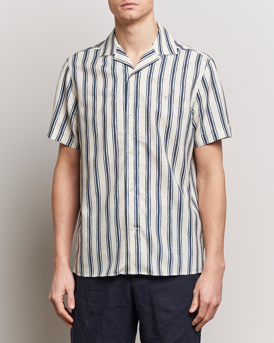 Herre | Kortærmede skjorter | Morris | Printed Short Sleeve Shirt Navy/Beige
