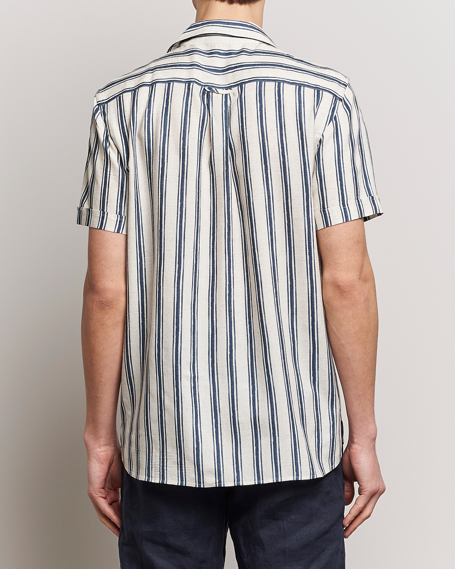 Herre | Skjorter | Morris | Printed Short Sleeve Shirt Navy/Beige