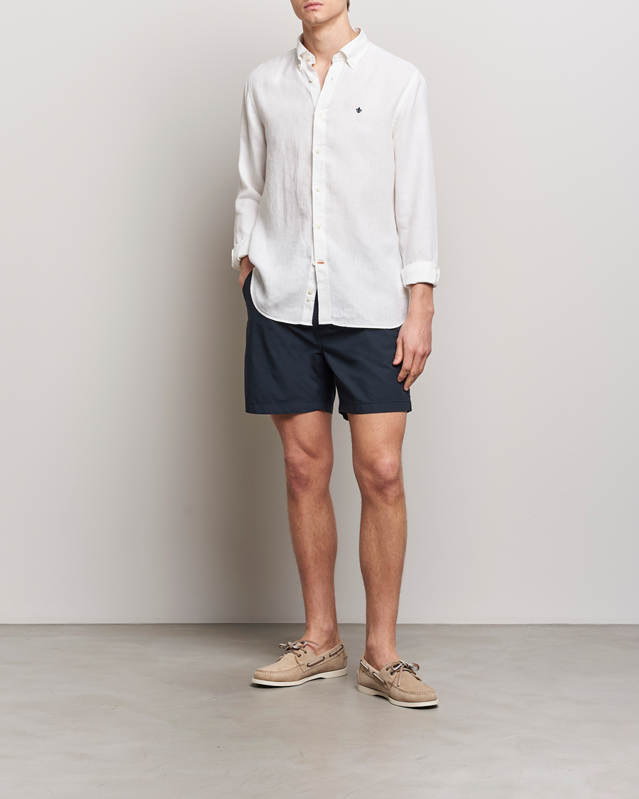 Herre | Skjorter | Morris | Douglas Linen Button Down Shirt White