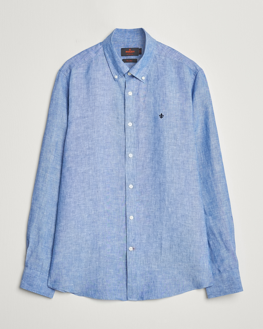 Herre | Skjorter | Morris | Douglas Linen Button Down Shirt Blue
