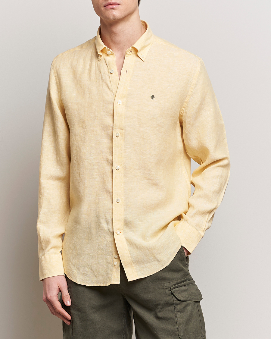 Herre | Afdelinger | Morris | Douglas Linen Button Down Shirt Yellow