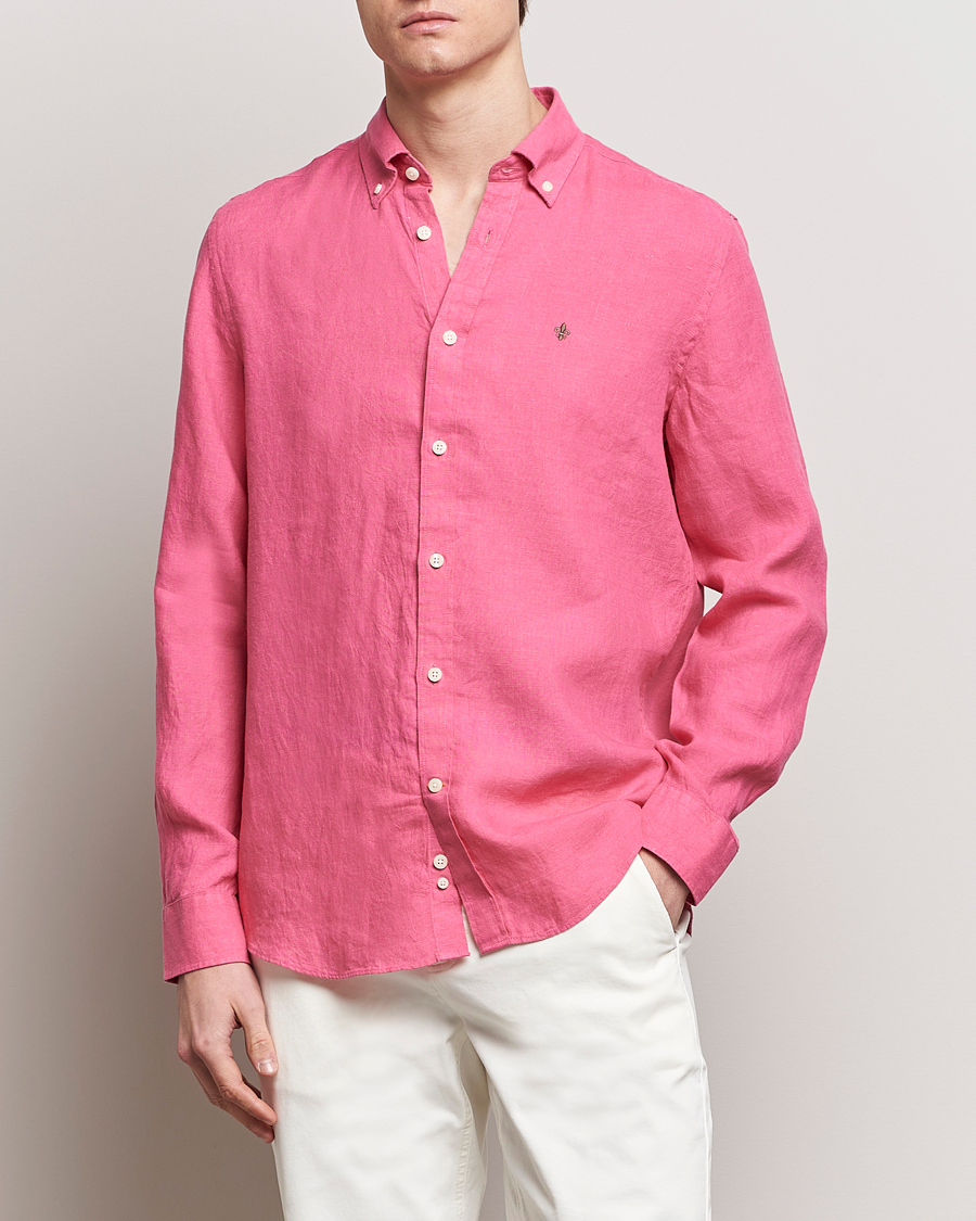 Herre | Tøj | Morris | Douglas Linen Button Down Shirt Cerise