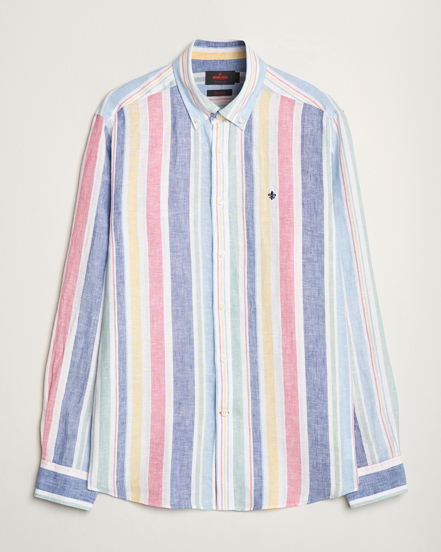 Herre | Skjorter | Morris | Happy Linen Stripe Shirt Light Blue