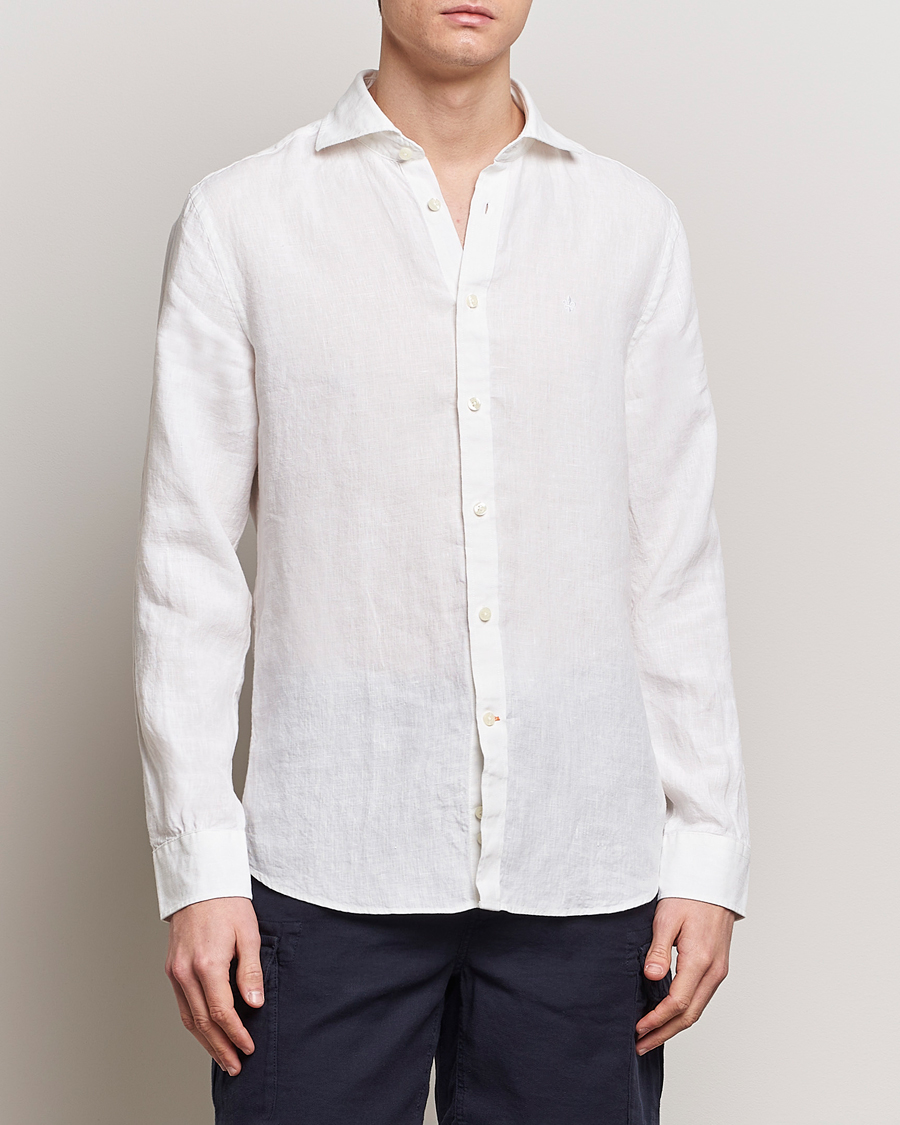 Herre | Hørskjorter | Morris | Slim Fit Linen Cut Away Shirt White