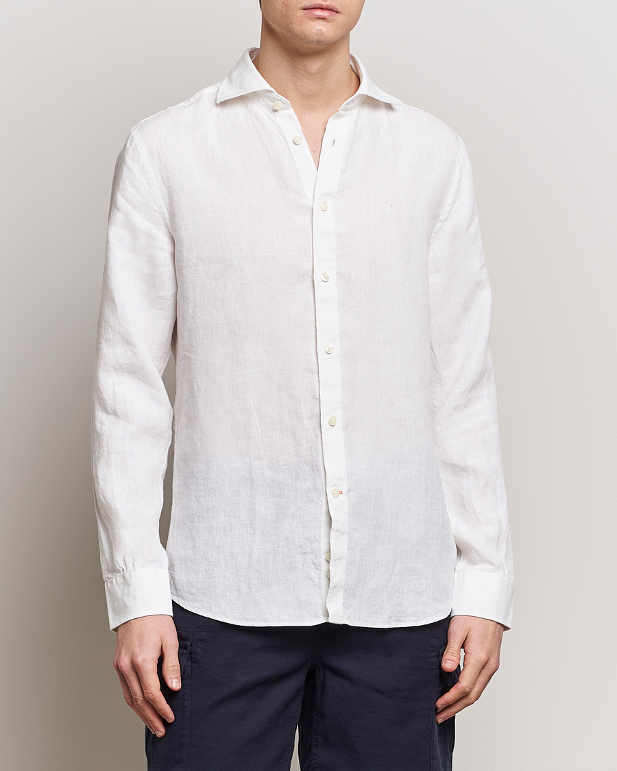 Men |  | Morris | Slim Fit Linen Cut Away Shirt White