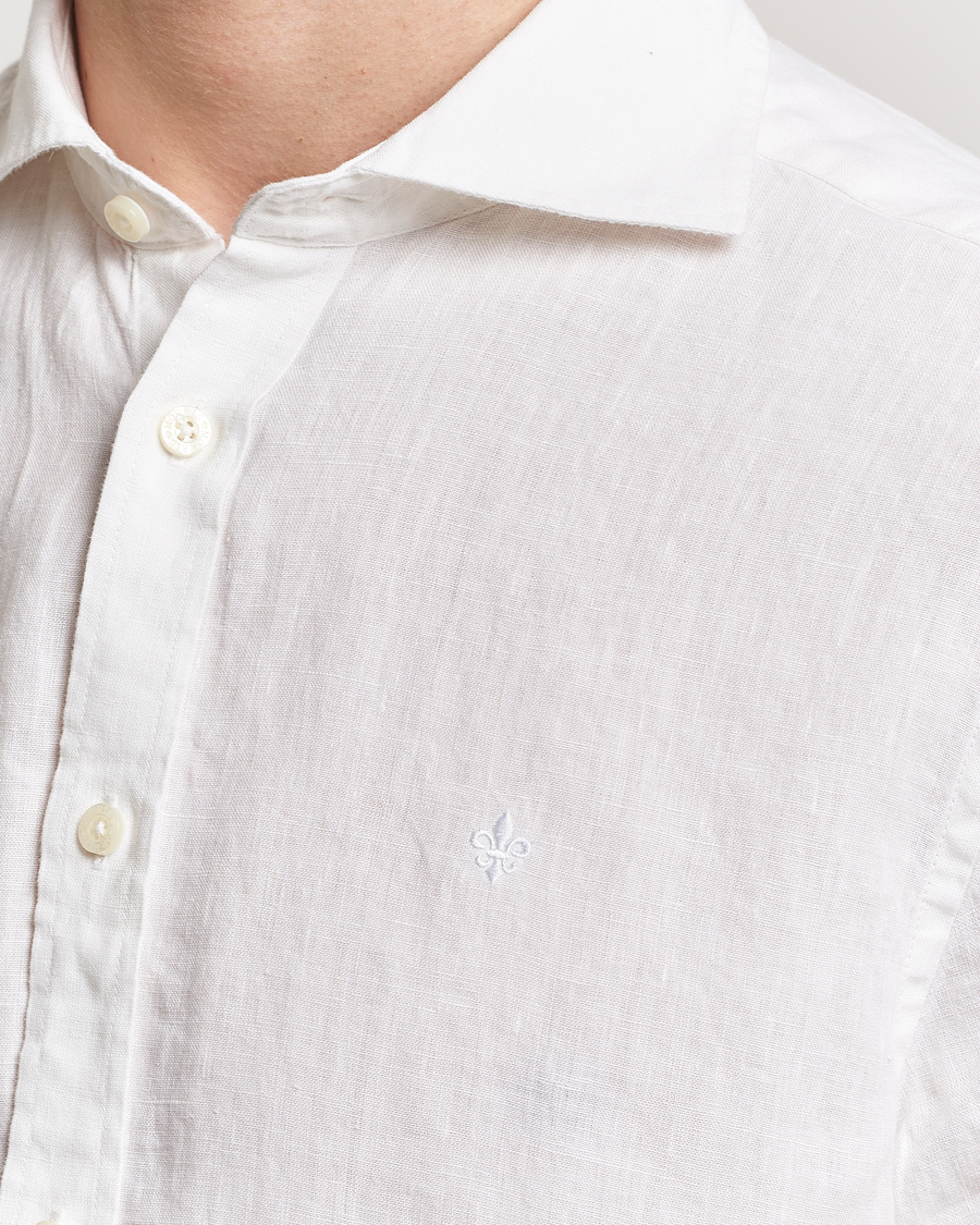 Herre | Skjorter | Morris | Slim Fit Linen Cut Away Shirt White