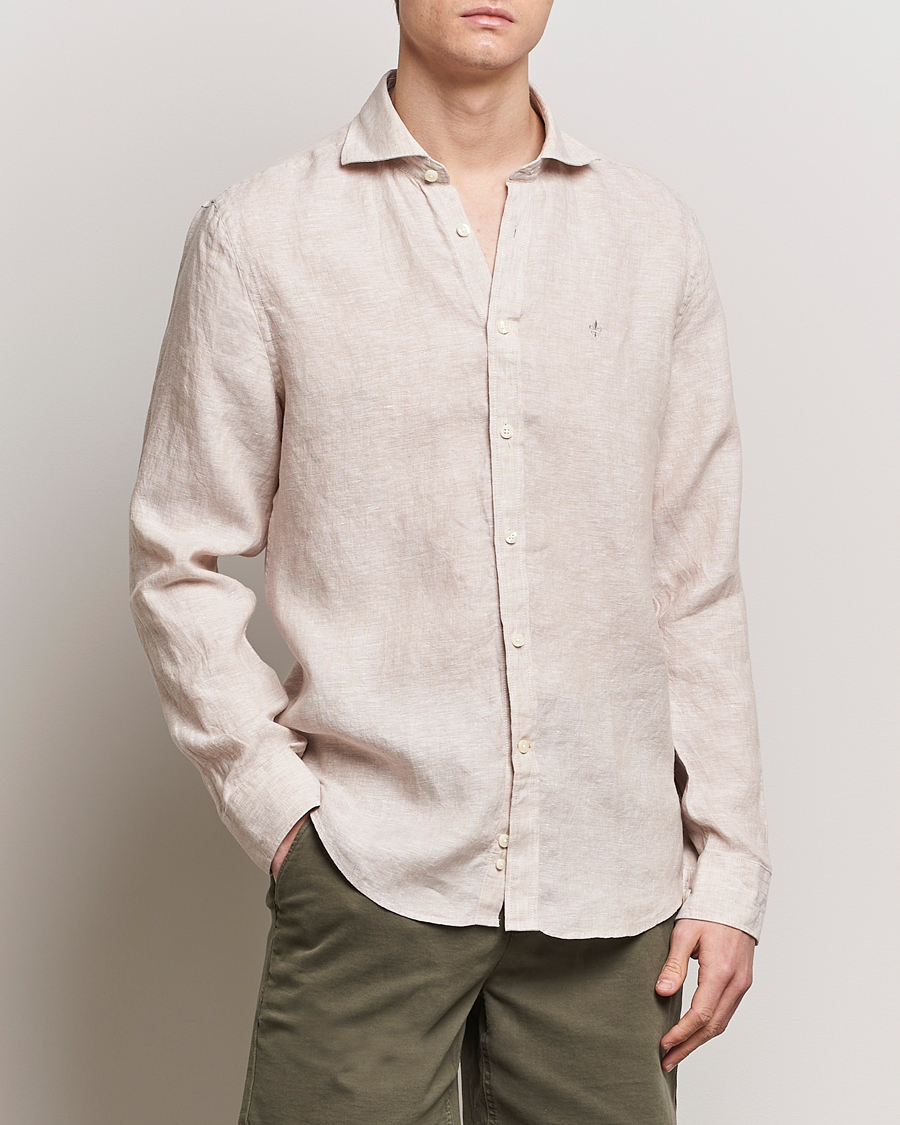 Herre | The linen lifestyle | Morris | Slim Fit Linen Cut Away Shirt Khaki
