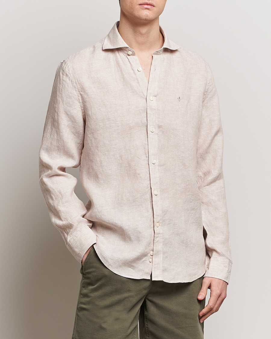 Herr |  | Morris | Slim Fit Linen Cut Away Shirt Khaki