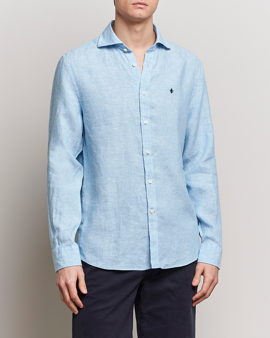 Herr |  | Morris | Slim Fit Linen Cut Away Shirt Light Blue