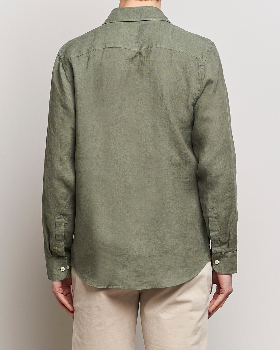 Herre | Skjorter | Morris | Slim Fit Linen Cut Away Shirt Olive