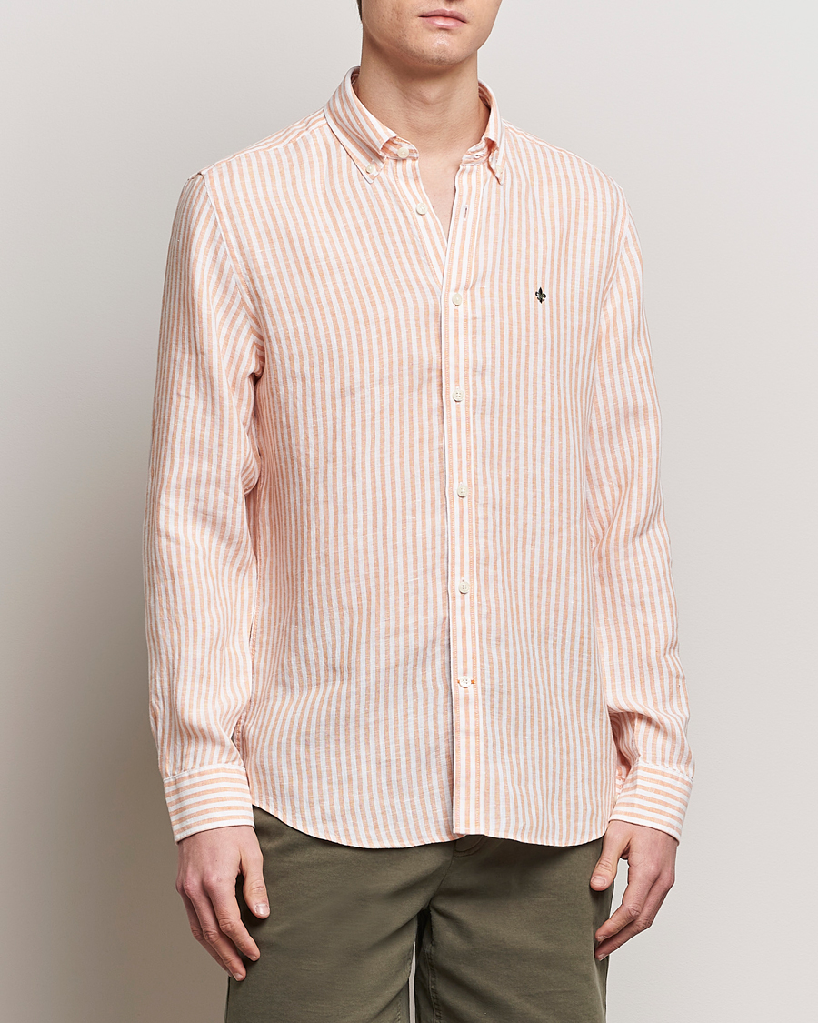 Herr |  | Morris | Douglas Linen Stripe Shirt Orange