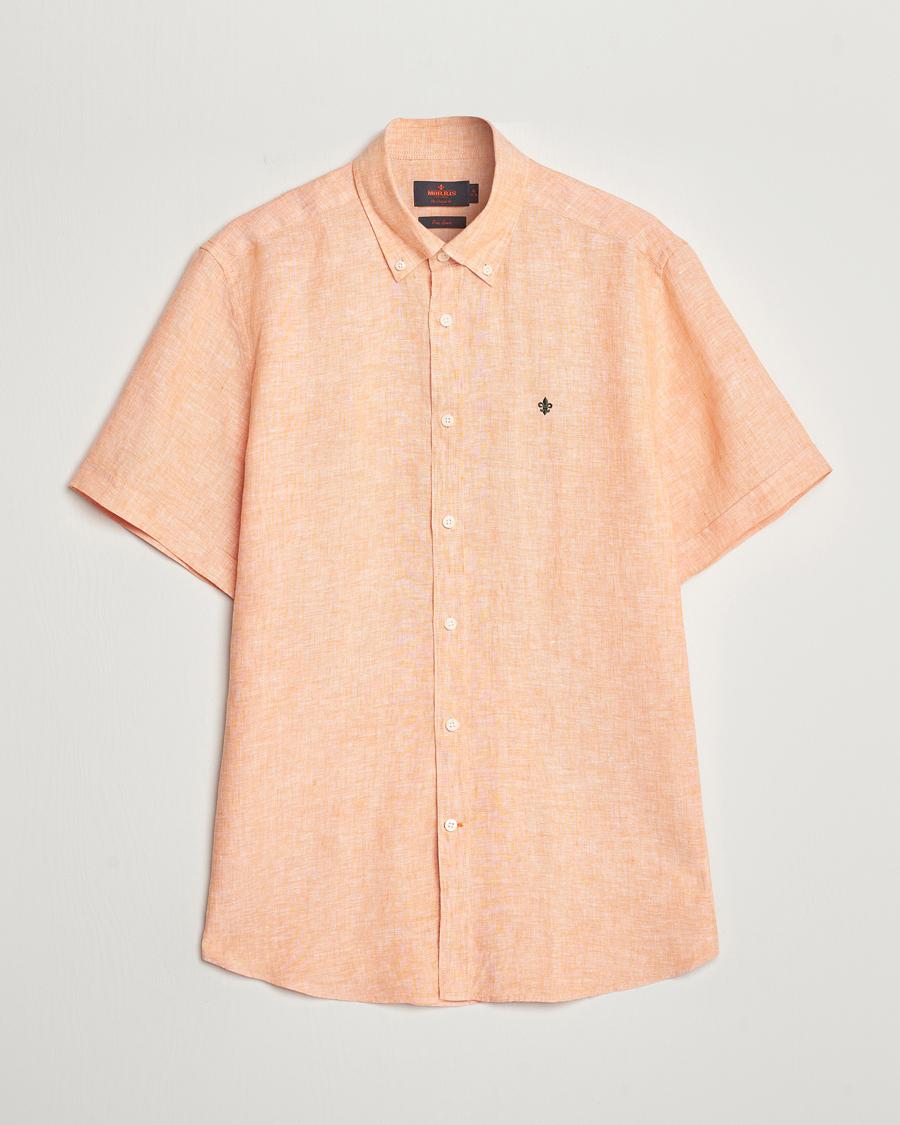 Herre | Skjorter | Morris | Douglas Linen Short Sleeve Shirt Orange