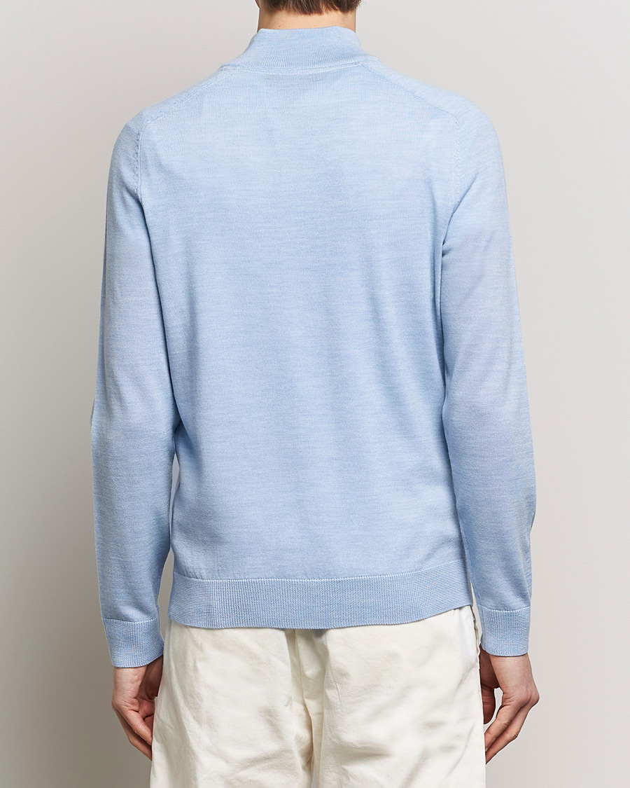 Herre | Trøjer | Morris | John Merino Half Zip Light Blue