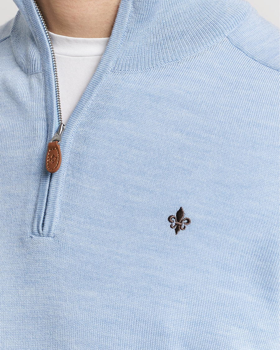 Herre | Trøjer | Morris | John Merino Half Zip Light Blue