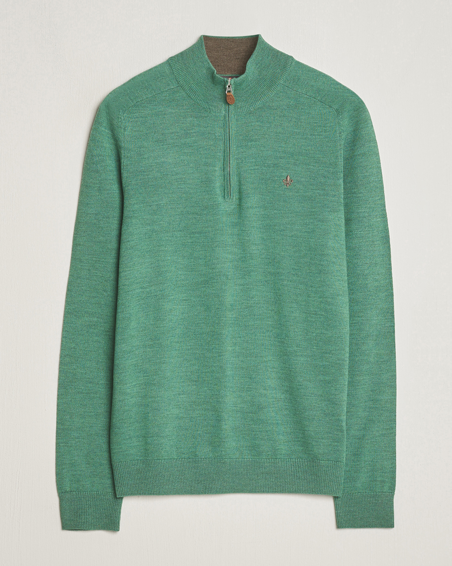 Herre | Trøjer | Morris | John Merino Half Zip Light Green