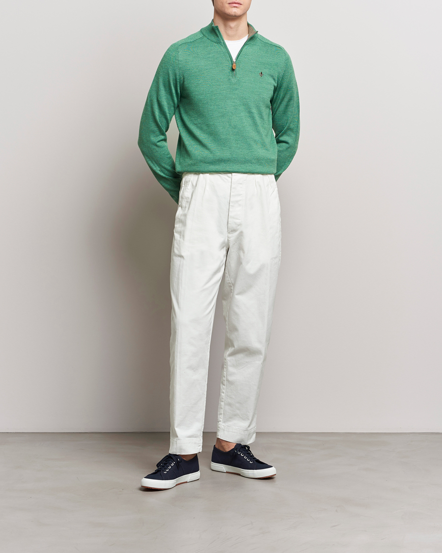 Herre | Trøjer | Morris | John Merino Half Zip Light Green