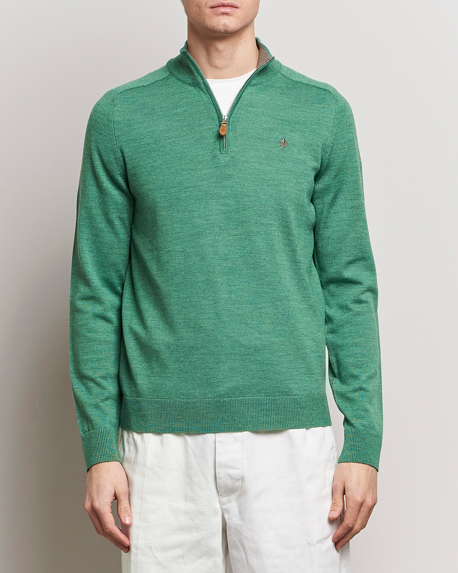 Herre | Trøjer | Morris | John Merino Half Zip Light Green