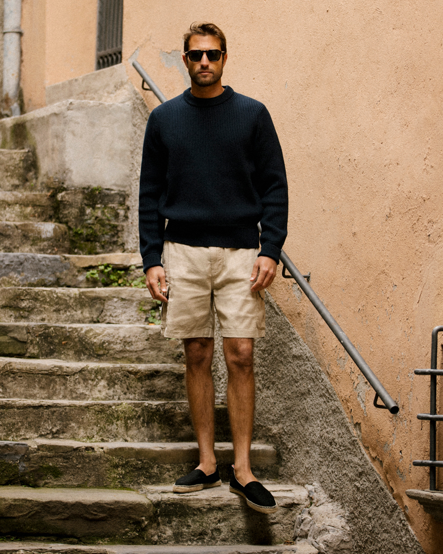 Herre | Trøjer | Morris | Arthur Navy Cotton/Merino Knitted Sweater Navy