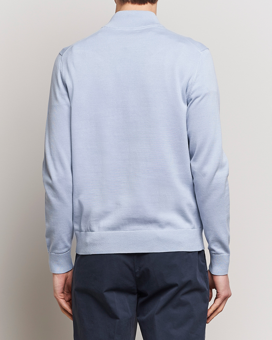 Herre | Trøjer | Morris | Riley Cotton Half Zip Light Blue