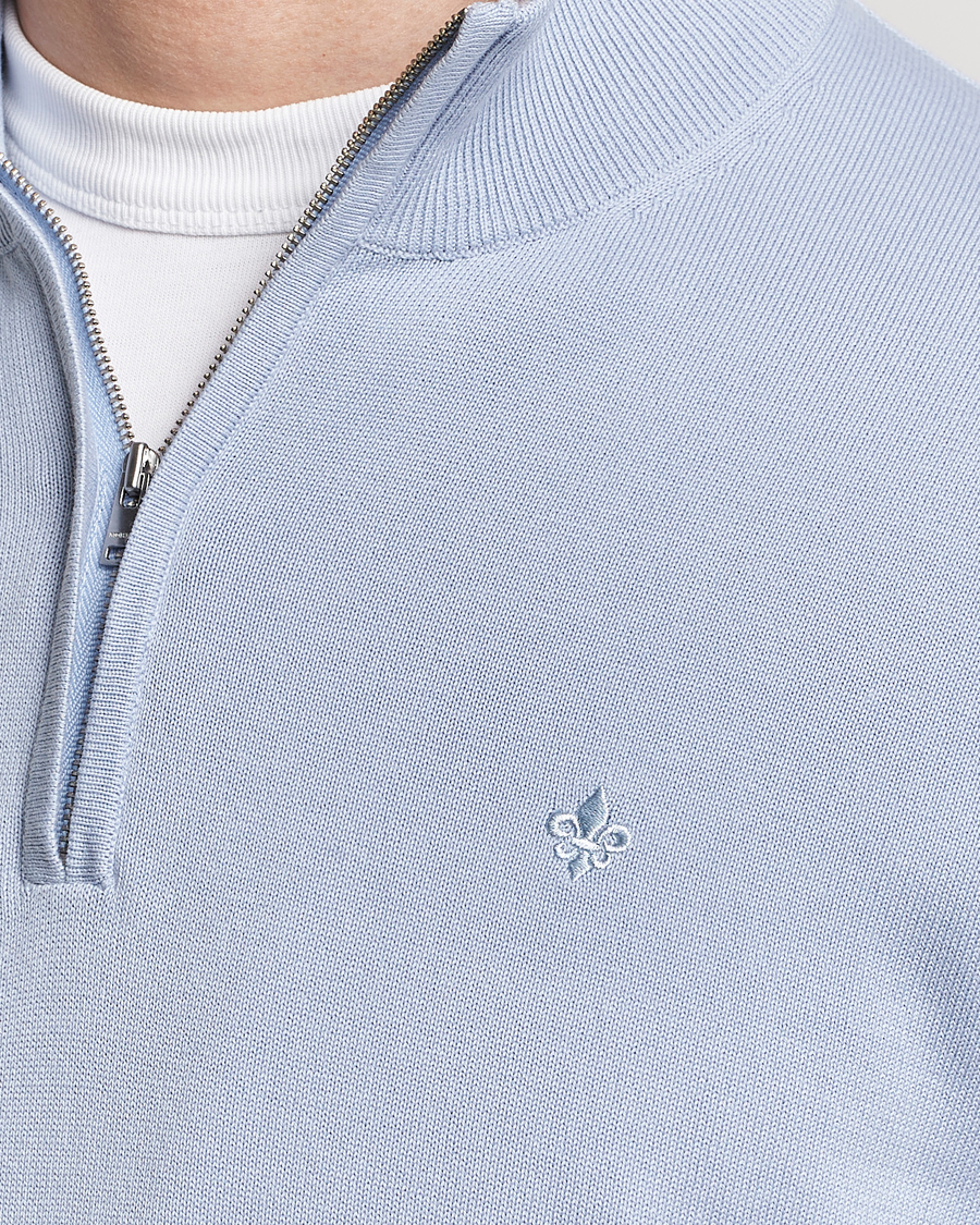 Herre | Trøjer | Morris | Riley Cotton Half Zip Light Blue