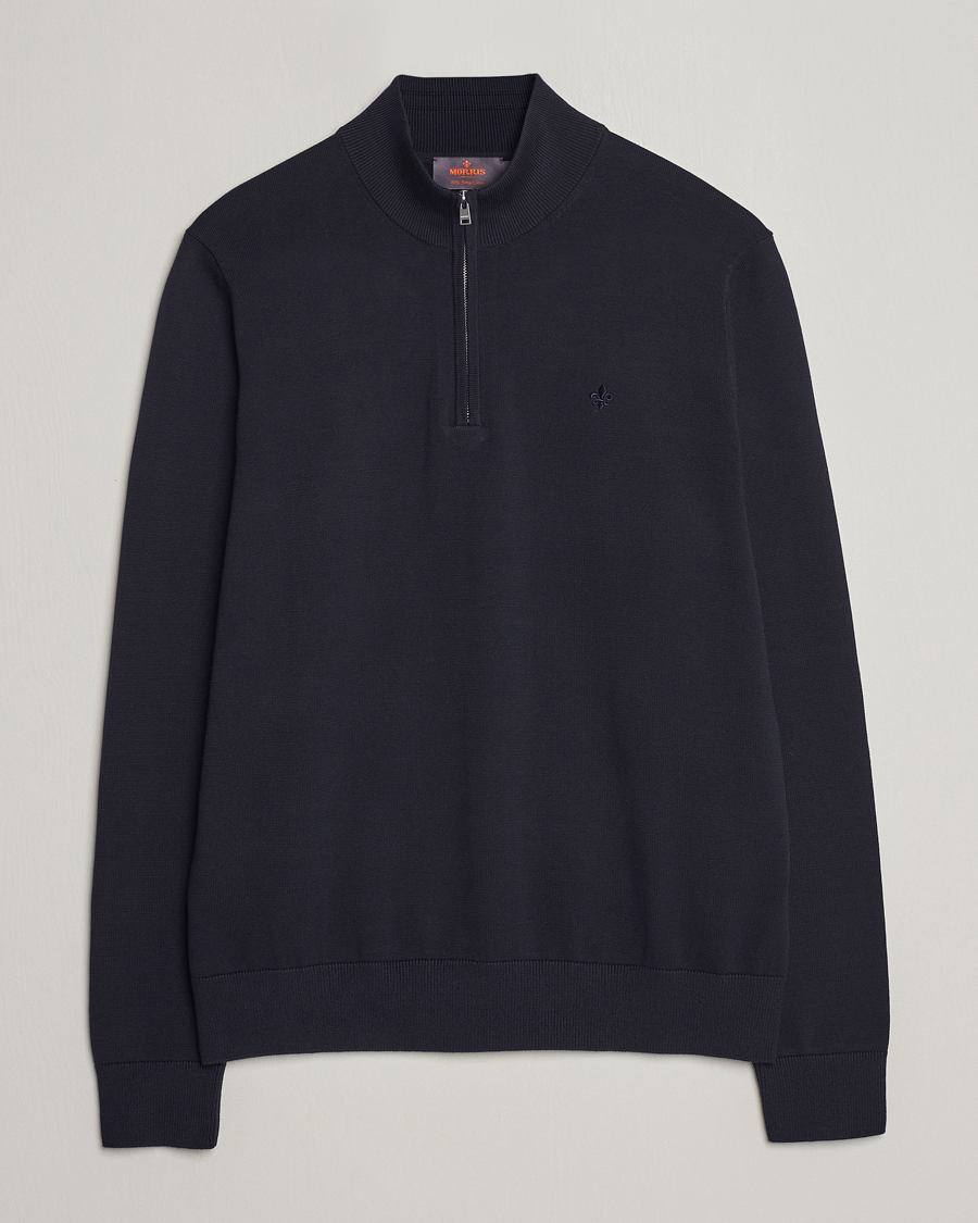Herre | Trøjer | Morris | Riley Cotton Half Zip Navy
