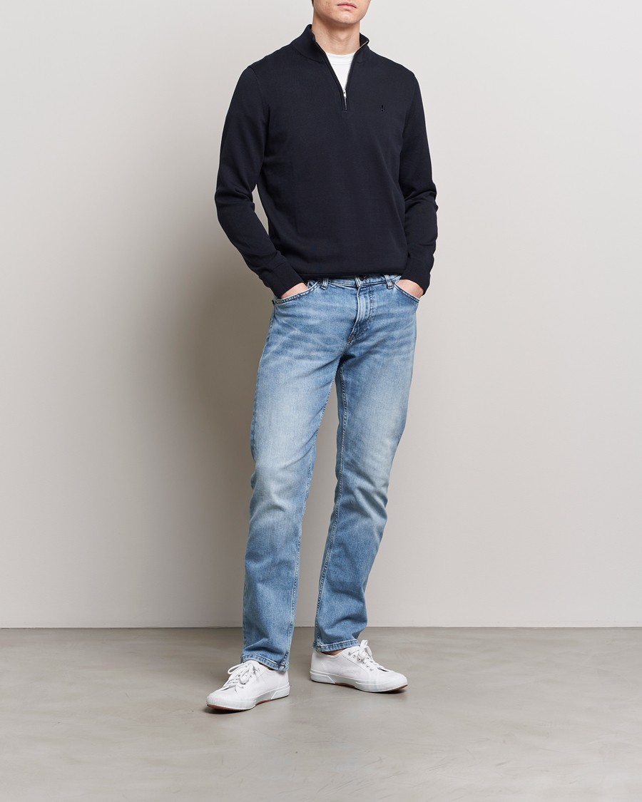 Herre | Trøjer | Morris | Riley Cotton Half Zip Navy