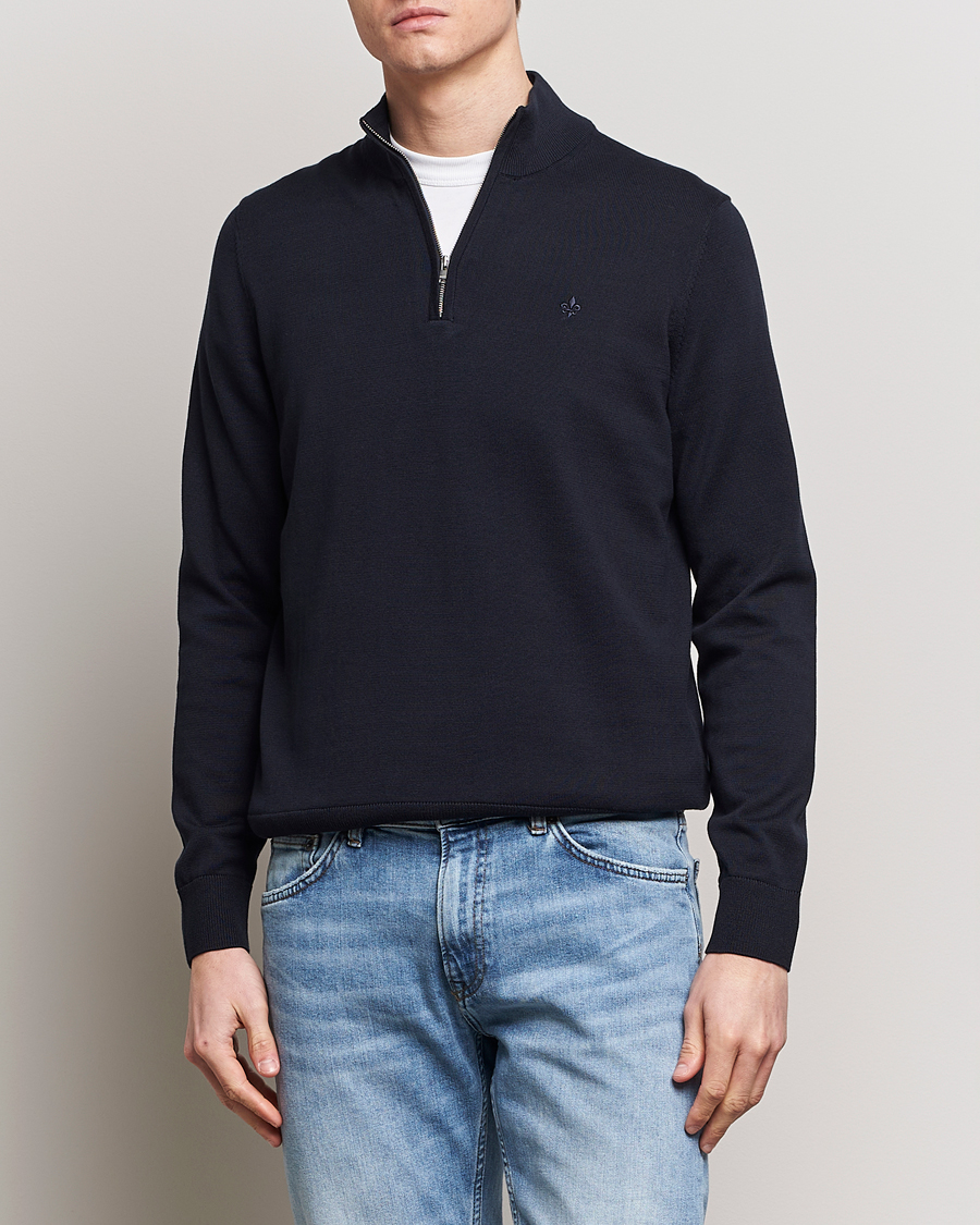 Herre | Gensere | Morris | Riley Cotton Half Zip Navy