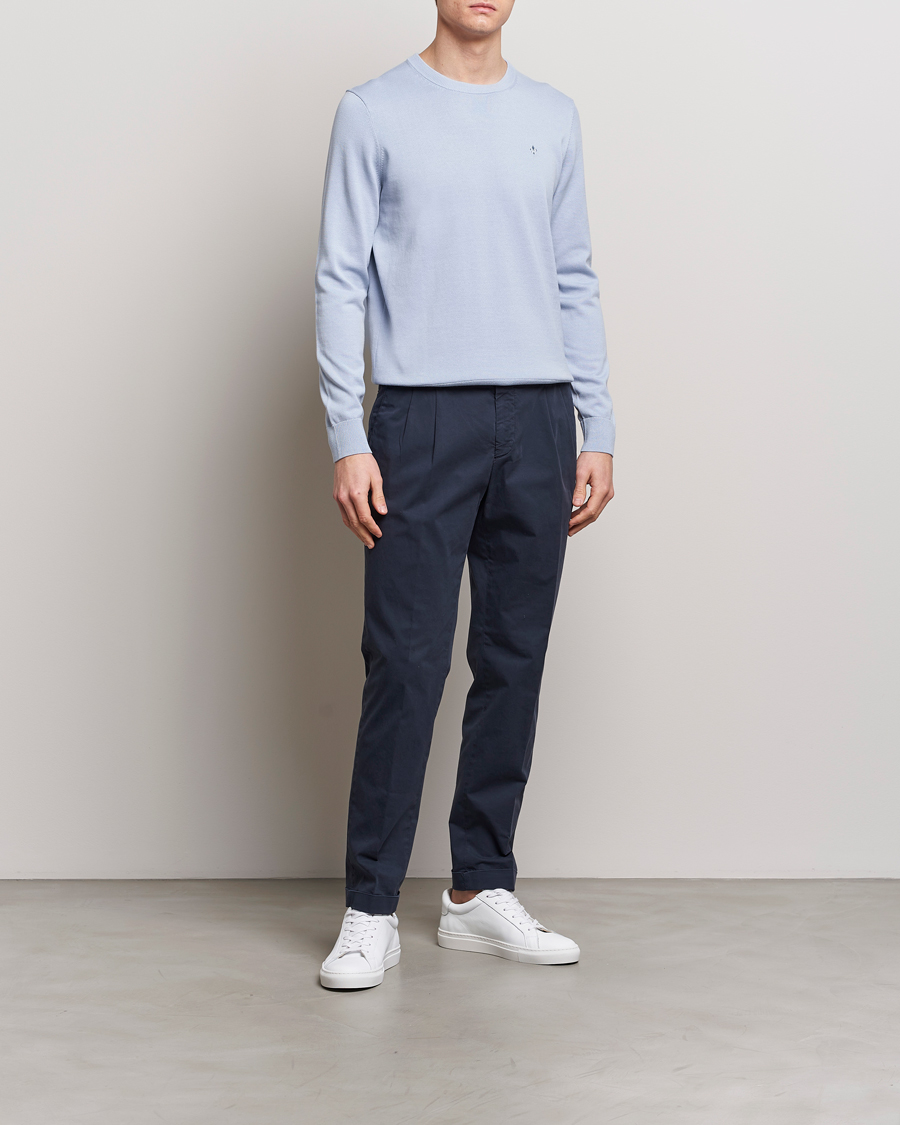 Herre | Trøjer | Morris | Riley Cotton Crew Neck Pullover Light Blue