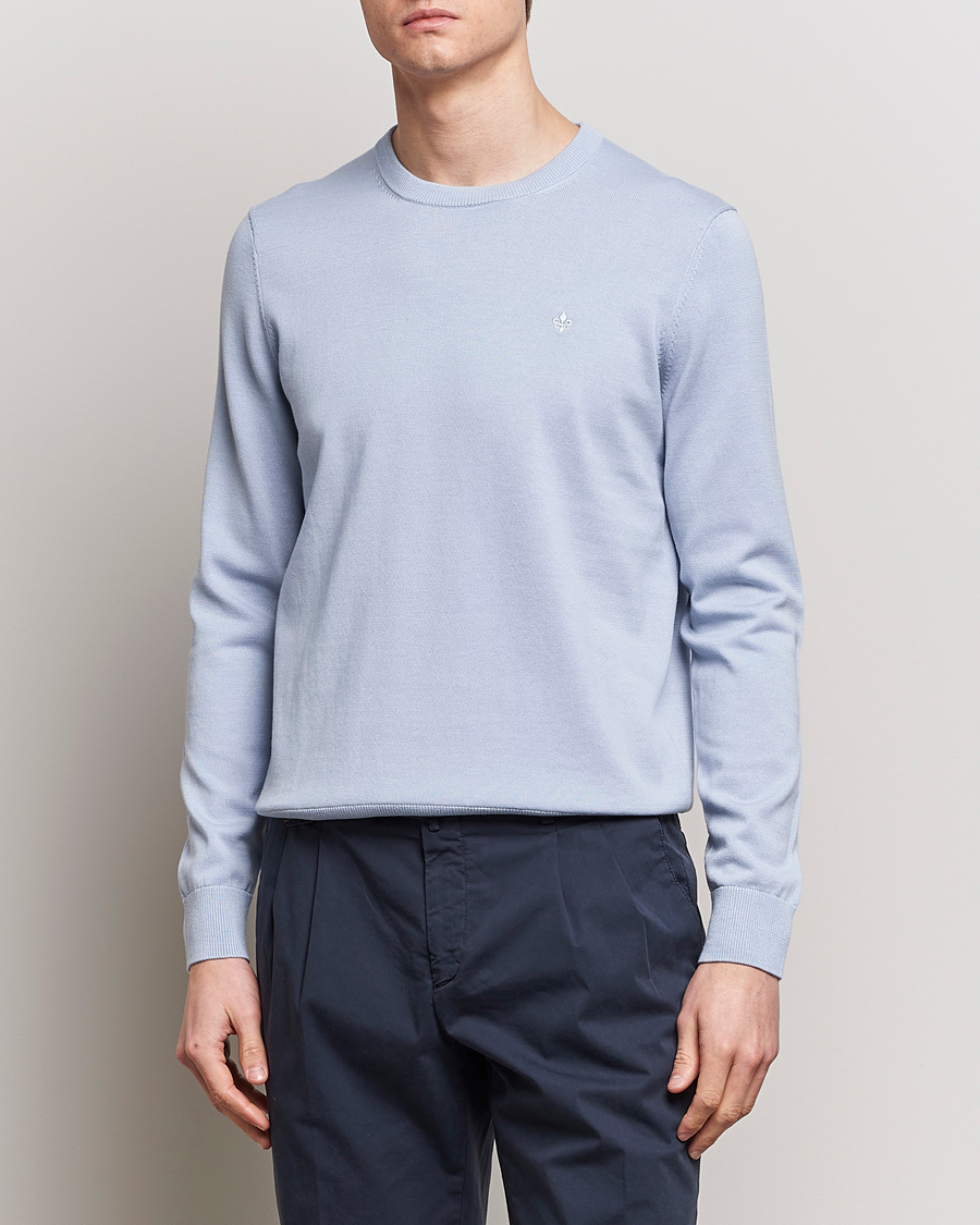 Herre | Trøjer | Morris | Riley Cotton Crew Neck Pullover Light Blue