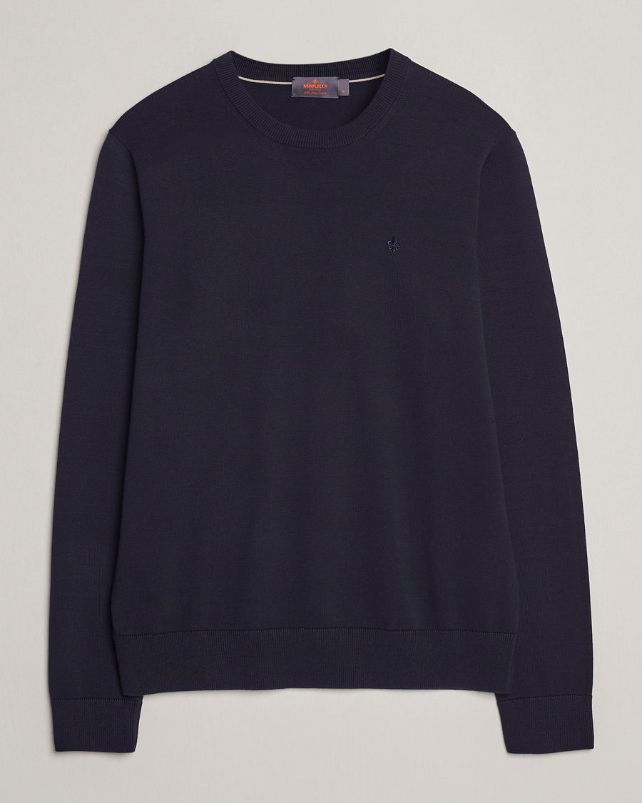Herre | Trøjer | Morris | Riley Cotton Crew Neck Pullover Old Blue