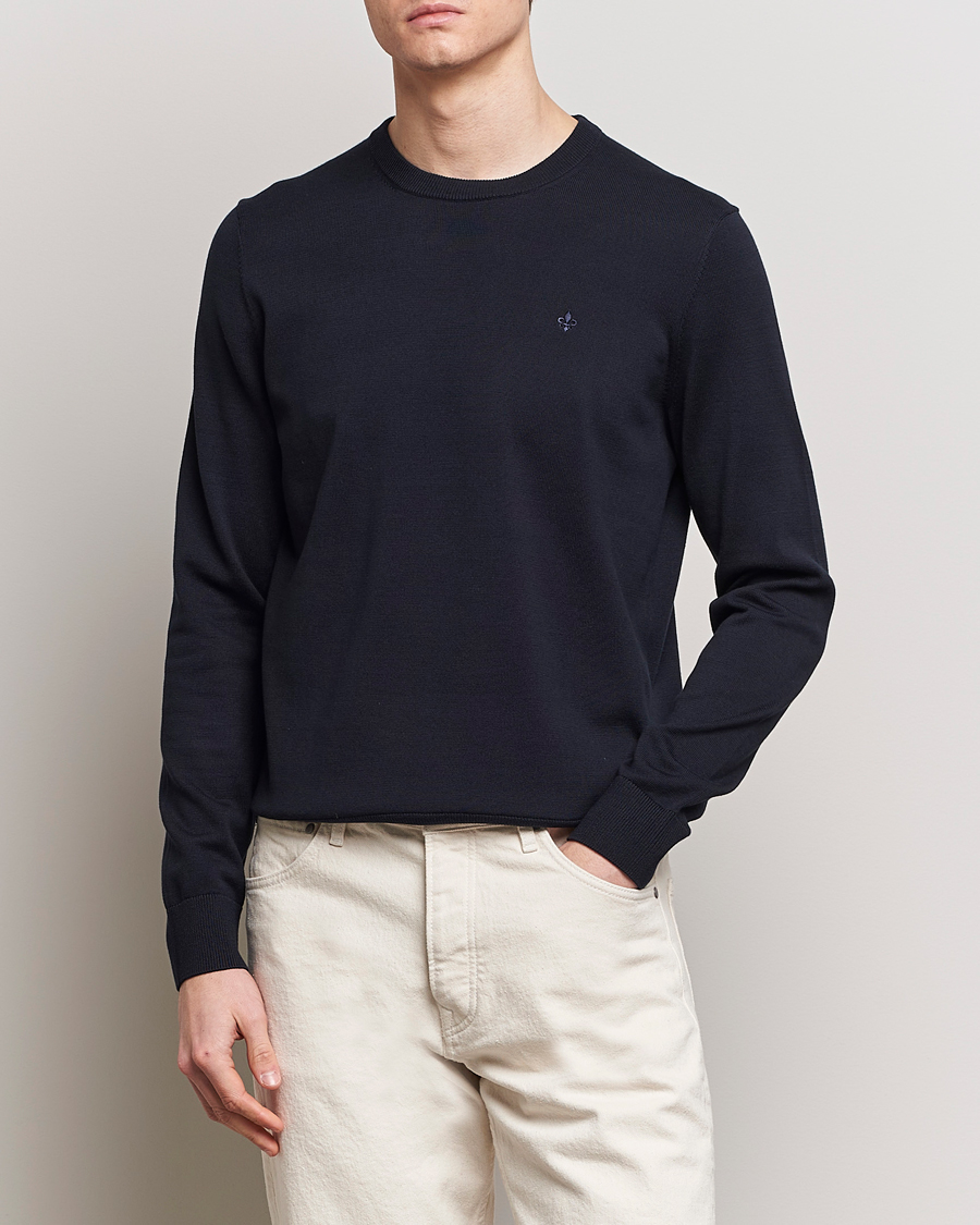 Herre | Trøjer | Morris | Riley Cotton Crew Neck Pullover Old Blue