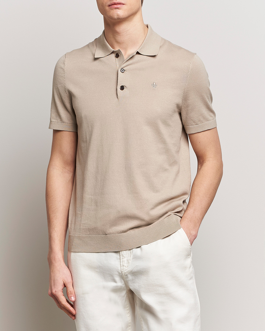 Herre | Trøjer | Morris | Cenric Cotton Knitted Short Sleeve Polo Khaki