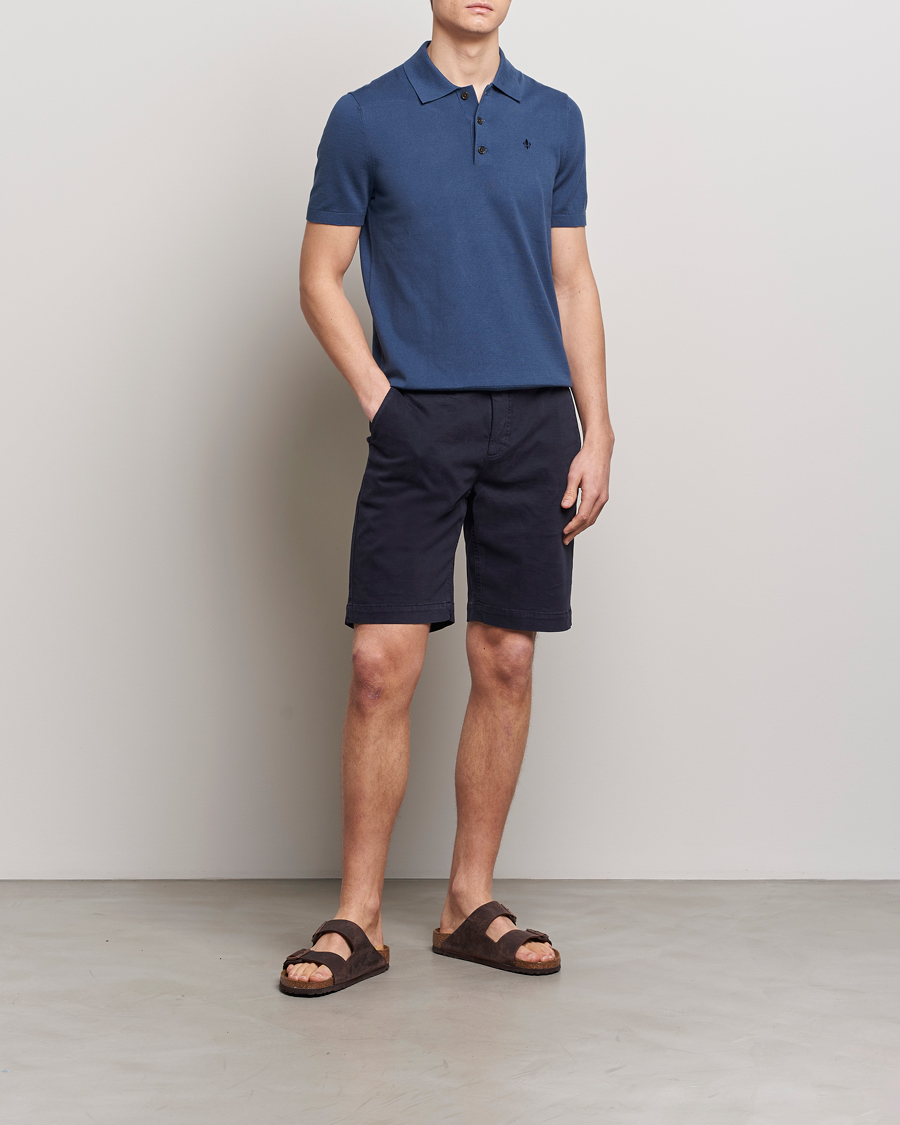 Herre | Trøjer | Morris | Cenric Cotton Knitted Short Sleeve Polo Navy