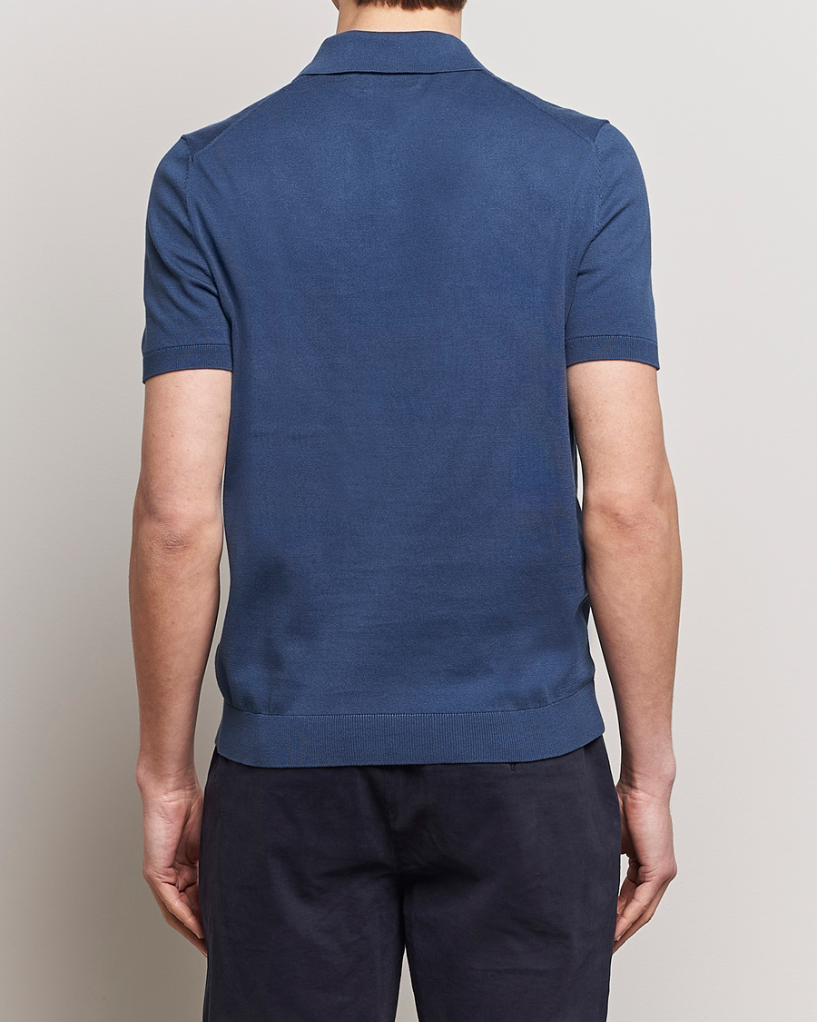 Herre | Trøjer | Morris | Cenric Cotton Knitted Short Sleeve Polo Navy