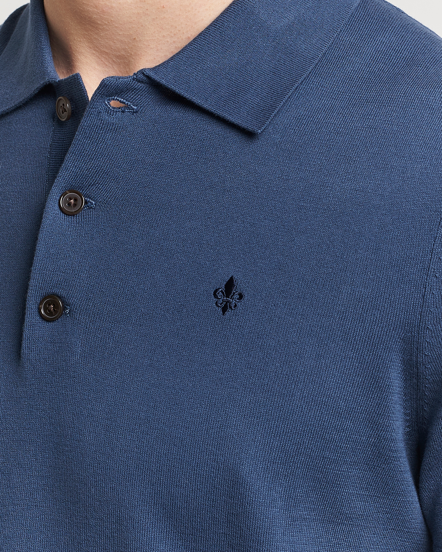 Herre | Trøjer | Morris | Cenric Cotton Knitted Short Sleeve Polo Navy