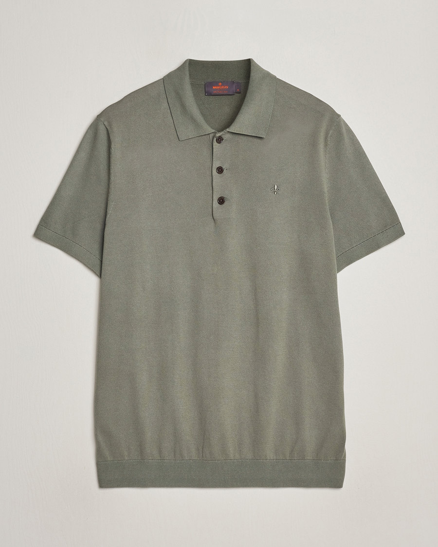 Herre | Trøjer | Morris | Cenric Cotton Knitted Short Sleeve Polo Green