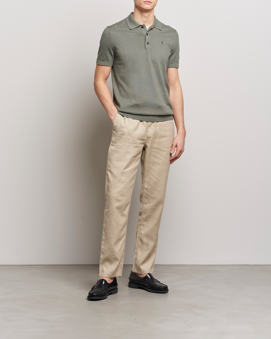 Herre | Trøjer | Morris | Cenric Cotton Knitted Short Sleeve Polo Green