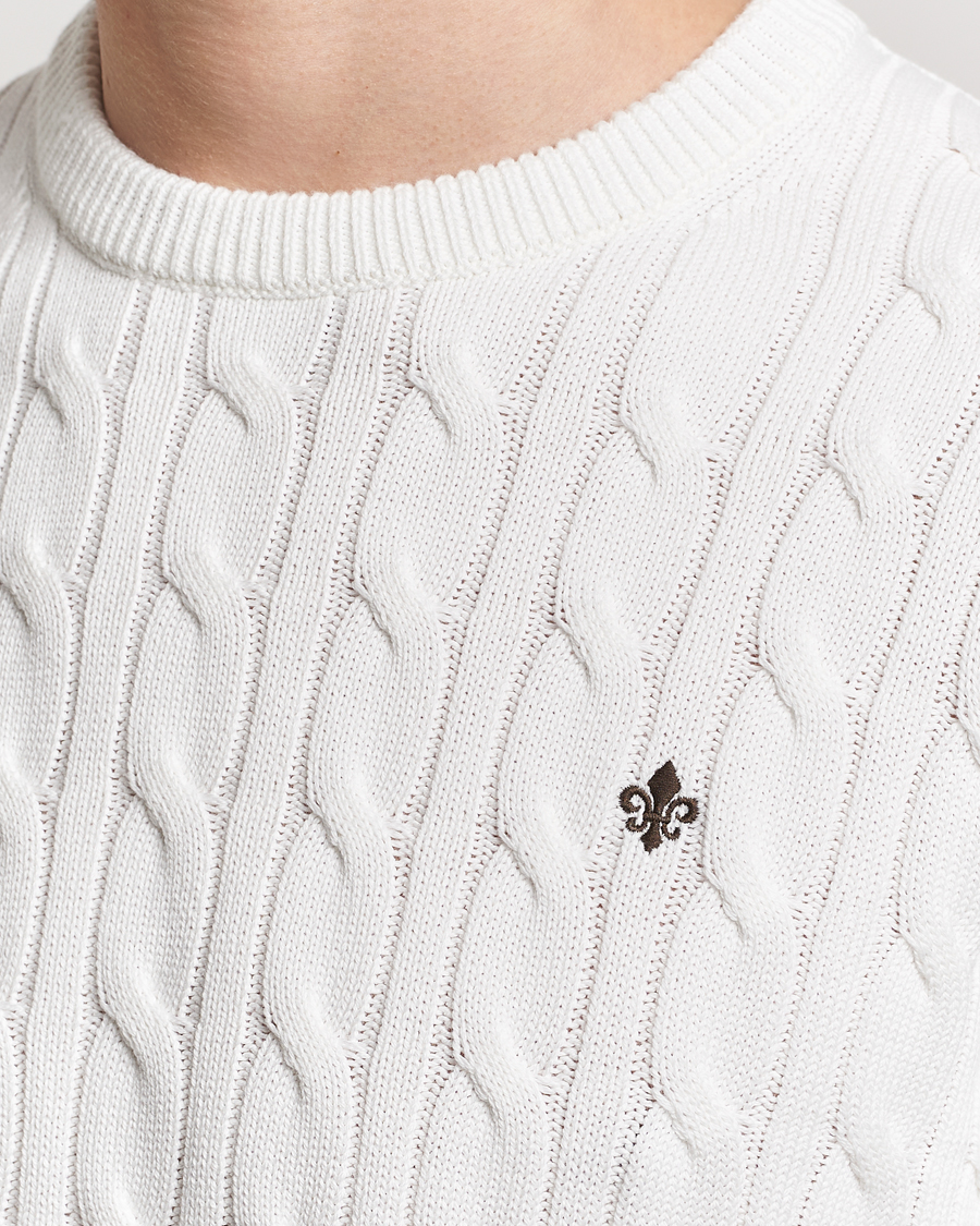 Herre | Trøjer | Morris | Ethan Cotton Cable Crew Neck Off White