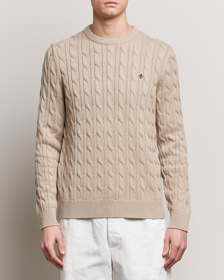 Herre | Udsalg | Morris | Ethan Cotton Cable Crew Neck Khaki