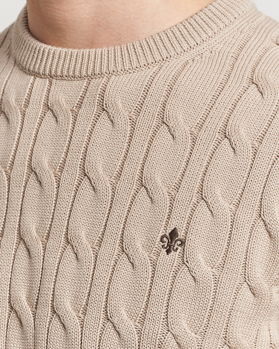 Herre | Trøjer | Morris | Ethan Cotton Cable Crew Neck Khaki