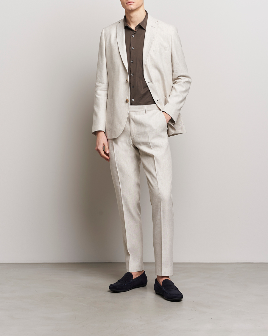Herre | Bukser | Morris | Bobby Linen Suit Trousers Khaki