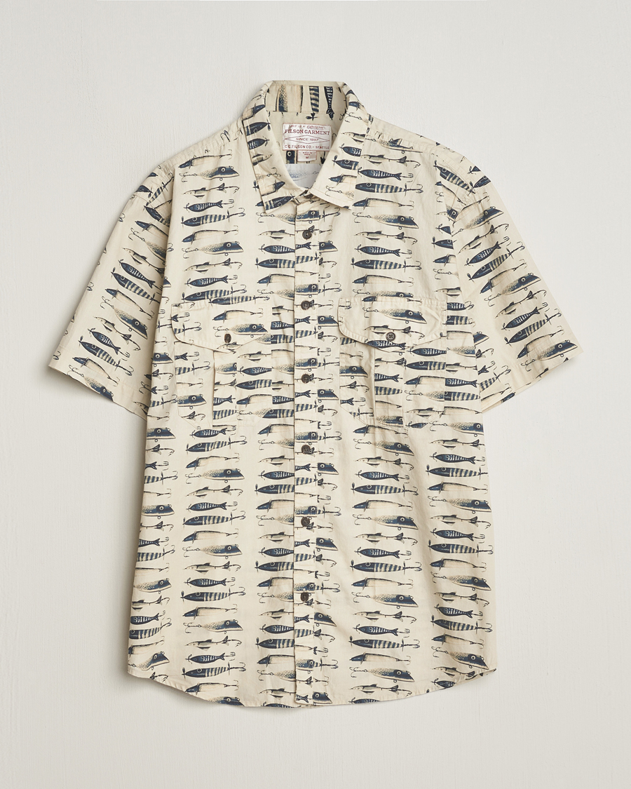 Herre | Skjorter | Filson | Washed Short Sleeve Feather Cloth Shirt Natural