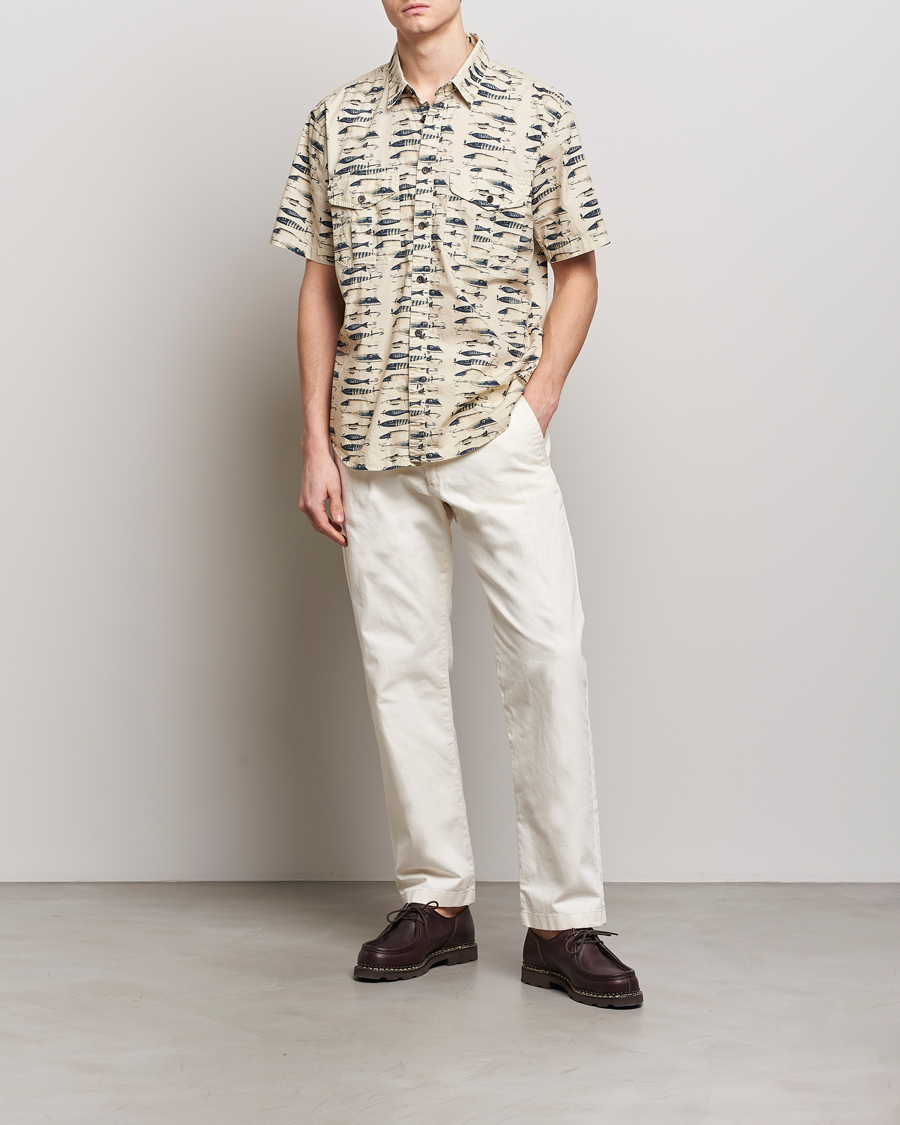 Herre | Skjorter | Filson | Washed Short Sleeve Feather Cloth Shirt Natural