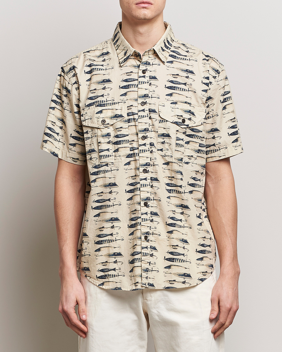 Herre | Kortærmede skjorter | Filson | Washed Short Sleeve Feather Cloth Shirt Natural