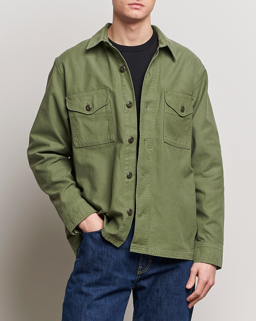 Herre | Tøj | Filson | Reverse Sateen Jac-Shirt Washed Fatigue Green
