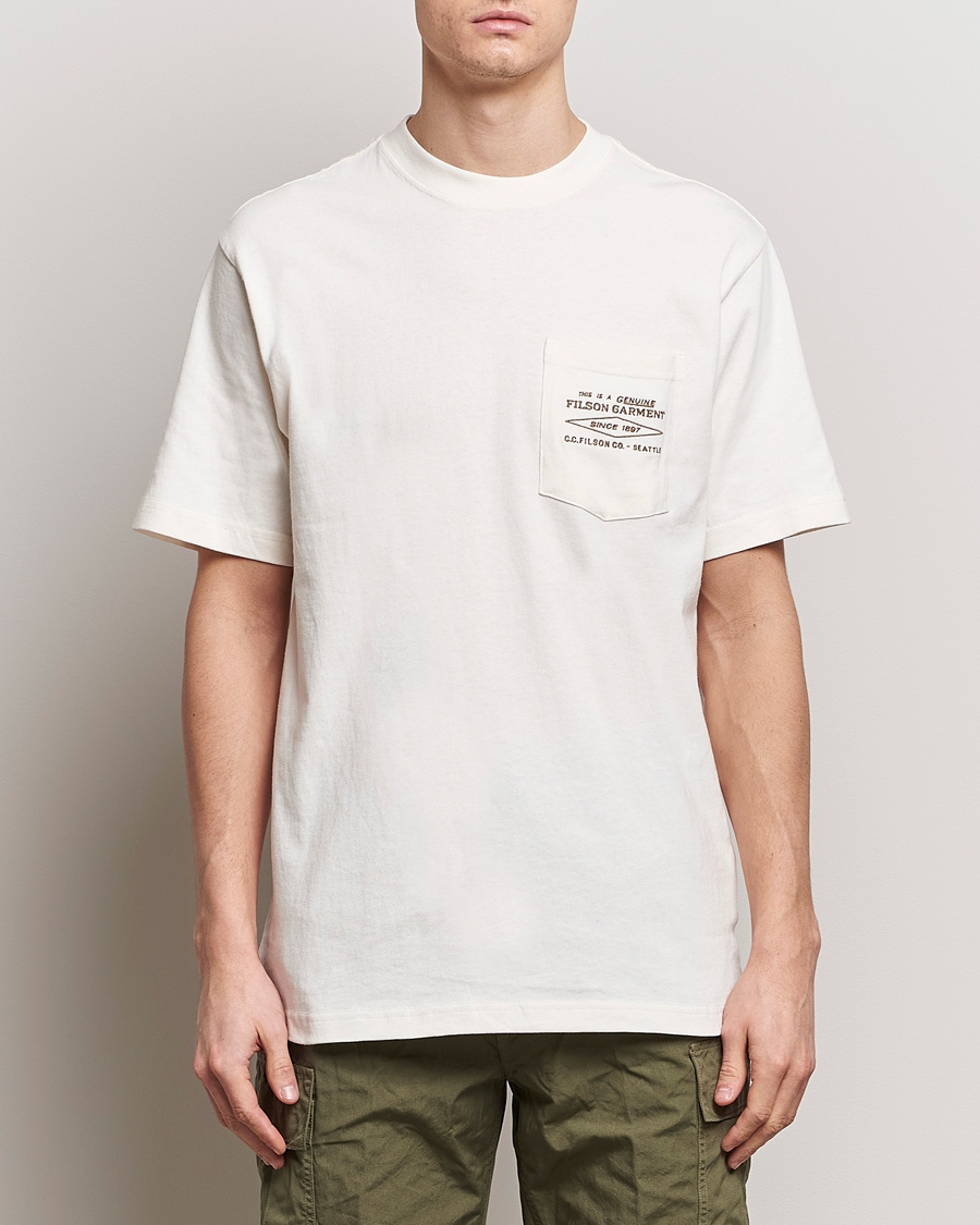 Herre | T-Shirts | Filson | Embroidered Pocket T-Shirt Off White