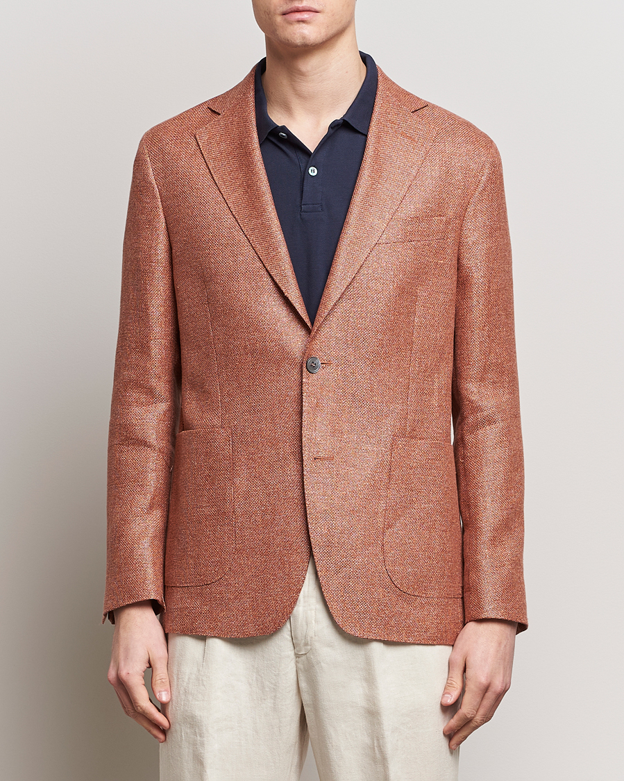 Men |  | Oscar Jacobson | Ferry Hopsack Hemp/Wool Blazer Orange